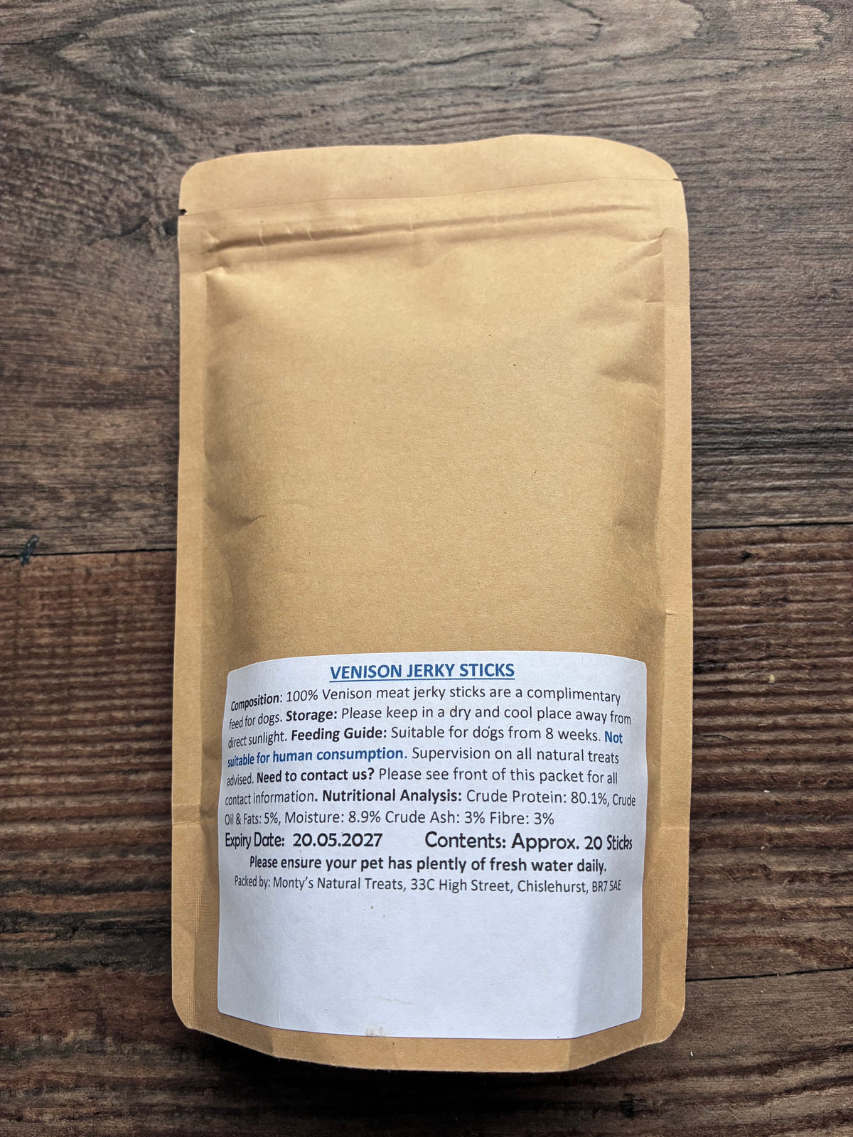 Venison Jerky Sticks - Pack of 20